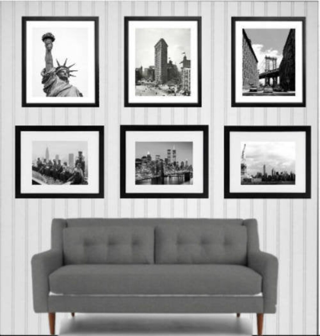 Framed Black and White Photography Art Set of 6 - New York City Collection